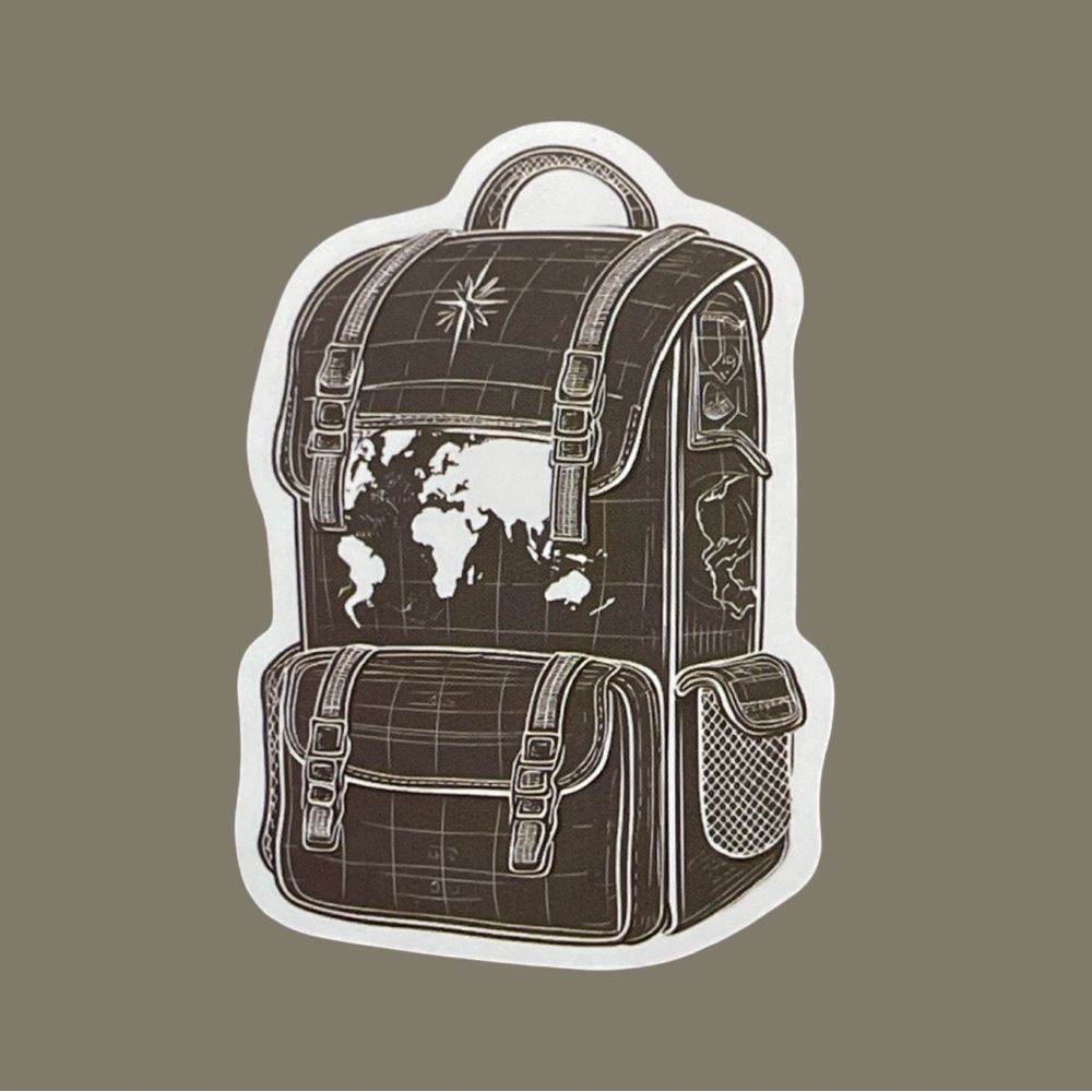 Travel Backpack with World Map Design Sticker